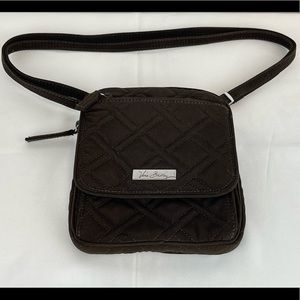 Vera Bradley Black MINI HIPSTER Quilted Crossbody Purse with Adjustable Strap